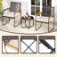 Ensemble de 3 meubles de patio avec accoudoirs et coussins ronds en verre trempé