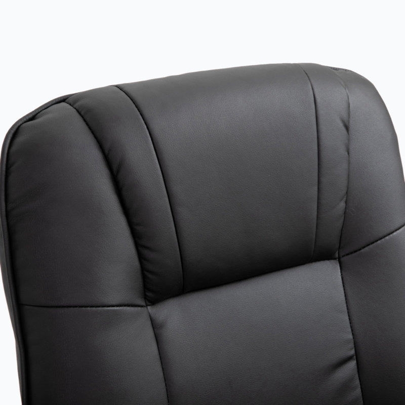 Black Faux Leather Swivel Recliner with Wood Base