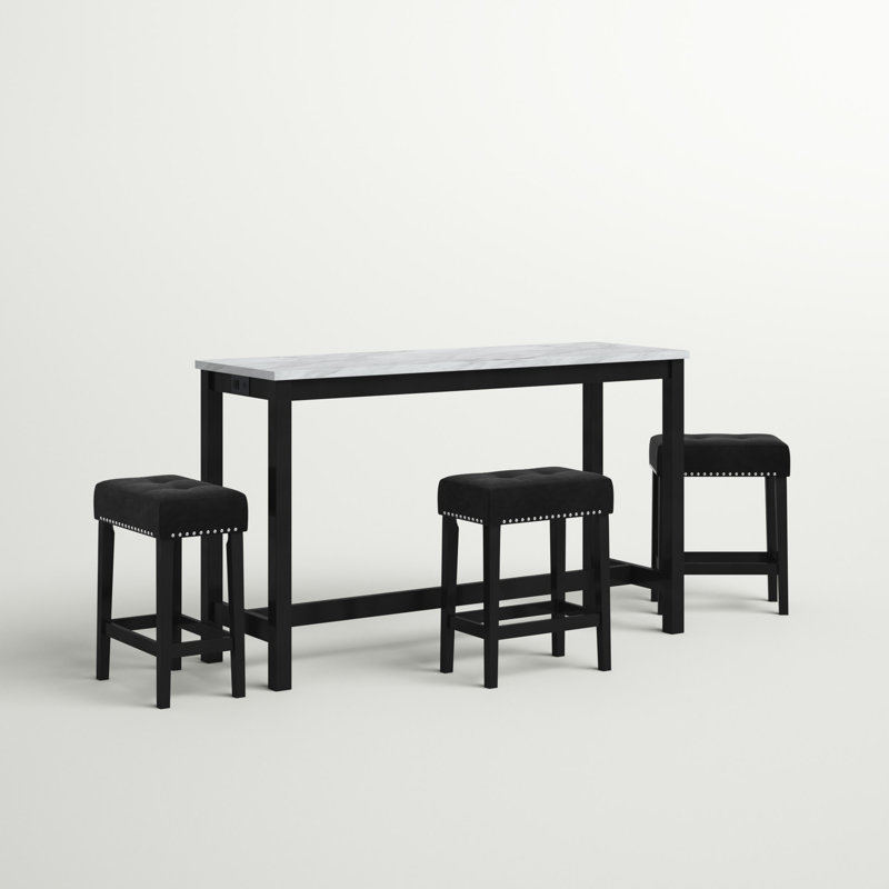 Ebeling 3 - Person Four Leg Dining Set, Black