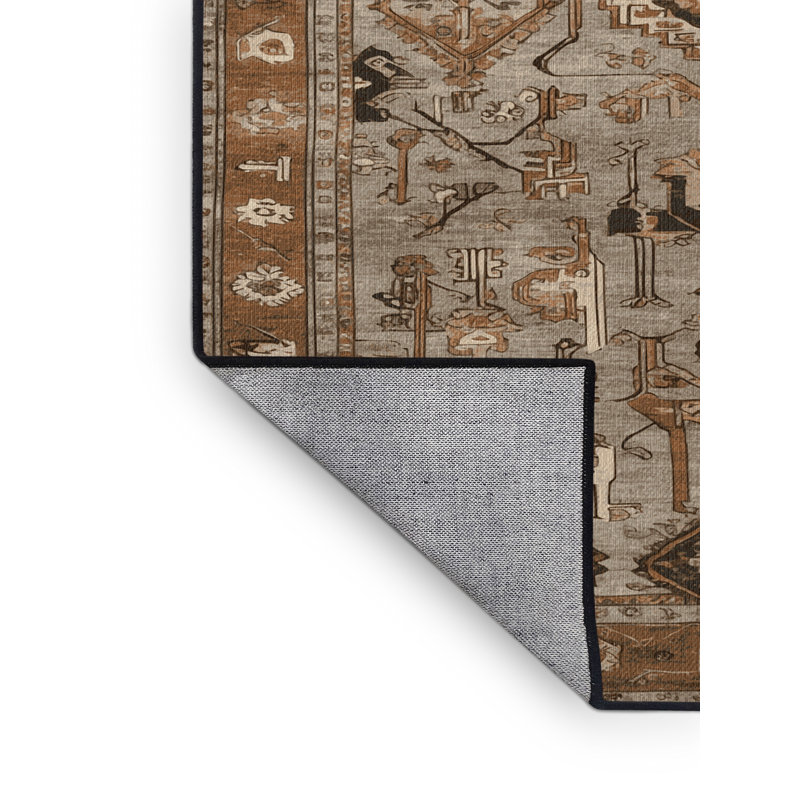 Tapis brun turc lavable à la machine, Carré 5 pi