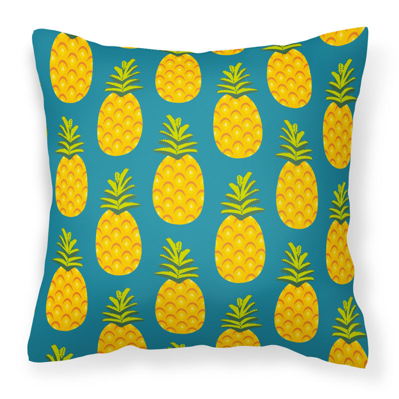 Coussin intérieur/extérieur d’ananas, Bleu sarcelle, 18 po x 18 po