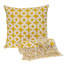 Coussin décoratif en coton 18 po jaune et blanc
