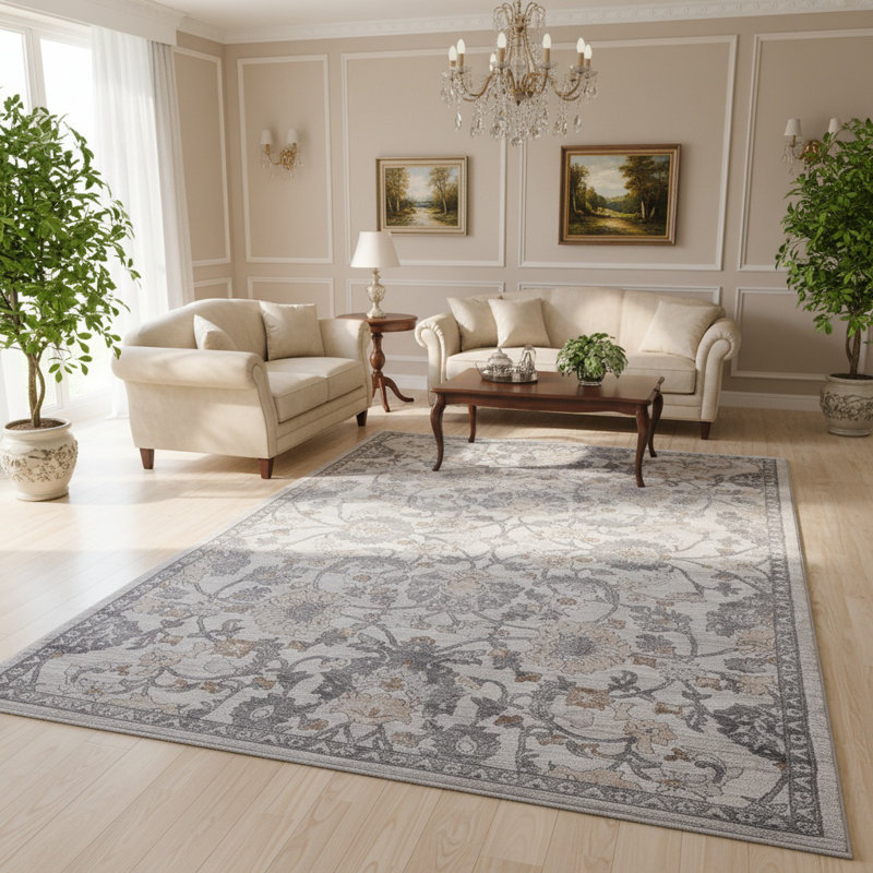 MARFI Collection Sand Ivory Oriental Area Rug, Rectangle 7'9" x 10'