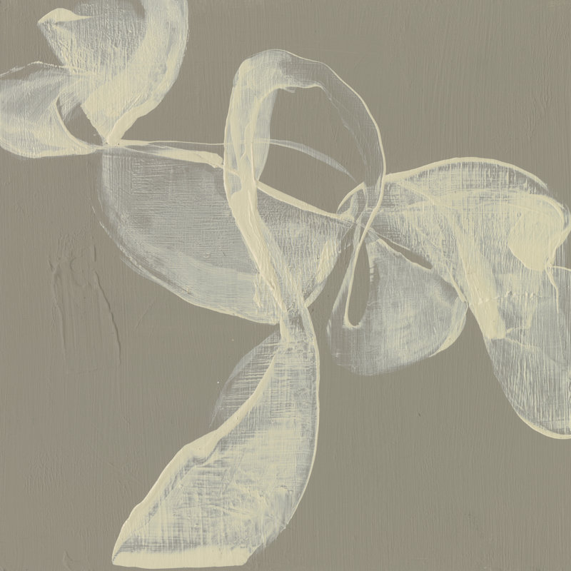 White Ribbon On Beige I by Jennifer Goldberger - Wrapped Canvas Painting, 91cm H x 91cm W