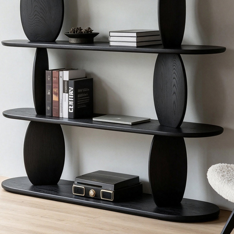 Pine Solid Wood Multi Layer Bookshelf, Black