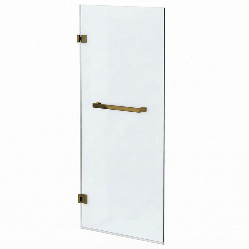 Porte de baignoire pivotante sans cadre Fines Fixtures 28 po x 58 po, laiton satiné, Laiton satiné