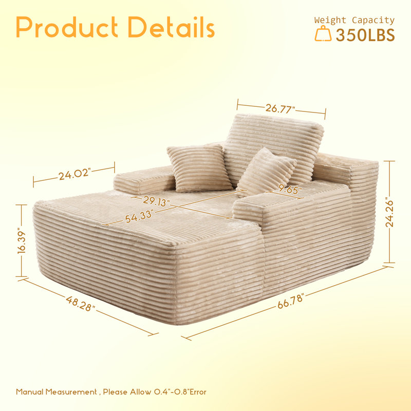 Kustas Boneless Sofa Bed Soft Couch, Compression lounge Chair For Living Room, Home Theater, Beige