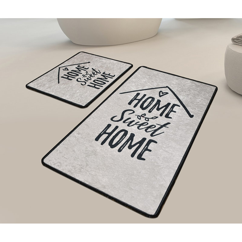 Luxurious Bathmat Set (2 Pieces) - Black & White | 100% Polyester, Antiallergic, Dust & Stain Repellent | Non-Slip Underside | Dimensions: 19.7 x 23.6 inches & 23.6 x 39.4 inches | Machine Washable, 700 GSM for Ultimate Comfort