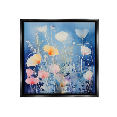 «Tranquil Blue Poppies Floater Frame» sur