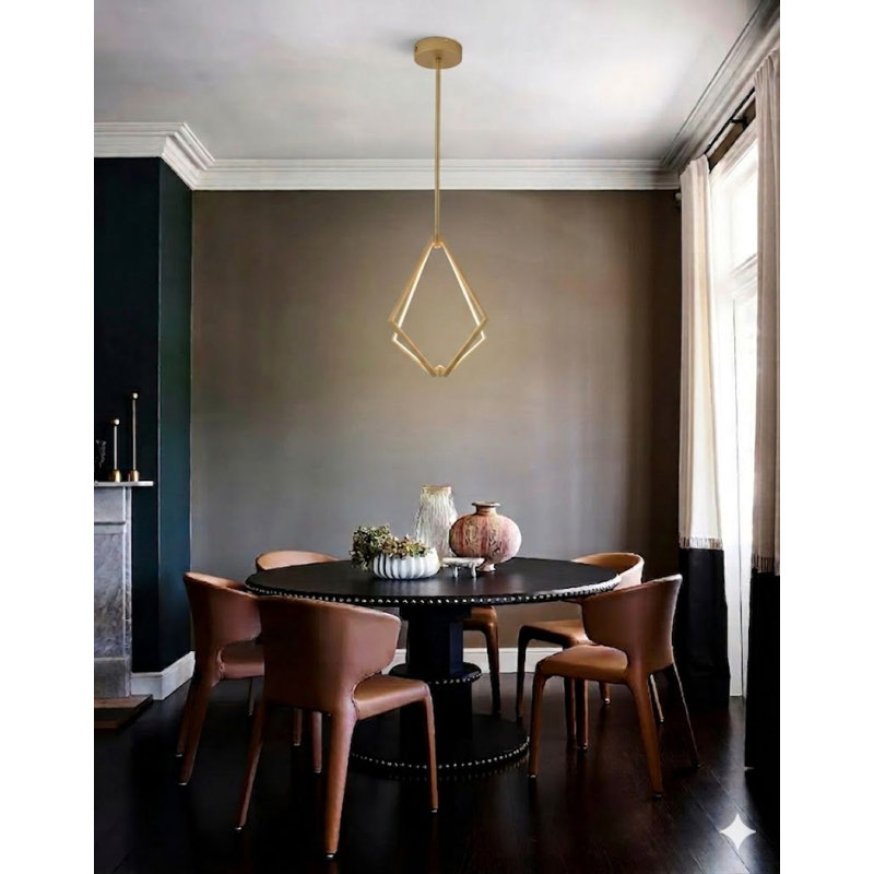 Lustre 8 lumières DEL en métal doré avec diffuseurs en silicone, Or