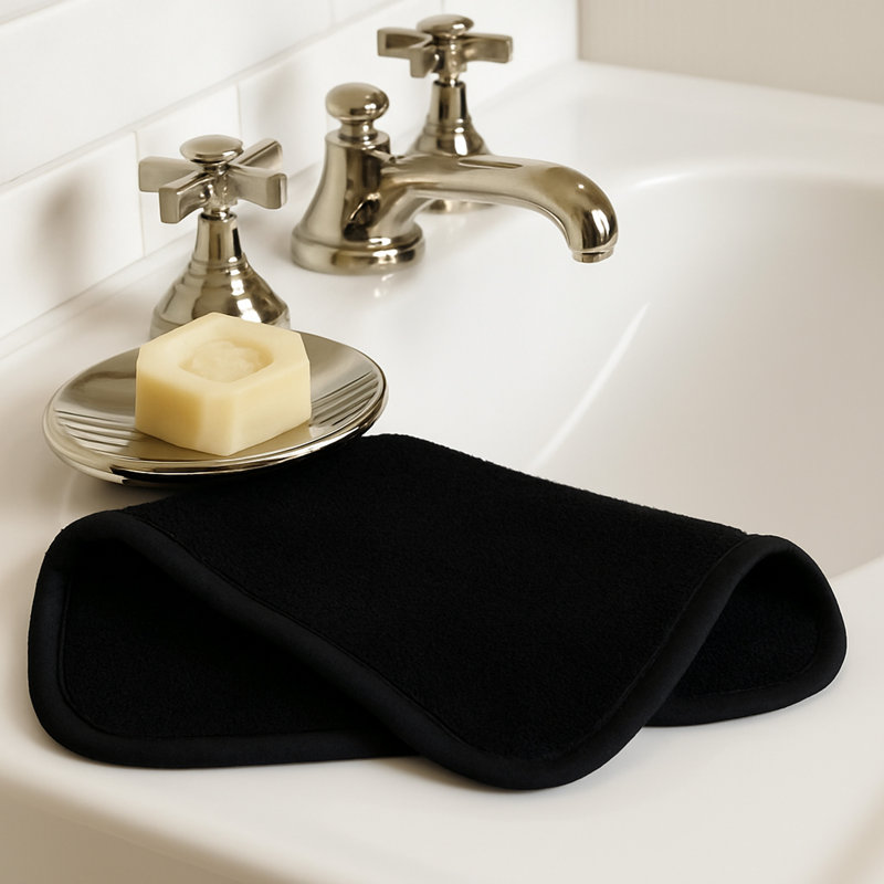 Ensemble de débarbouillette 6 pièces BedVoyage - Viscose de bambou + coton - 600 g / m² - absorbant et résistant aux odeurs - noir