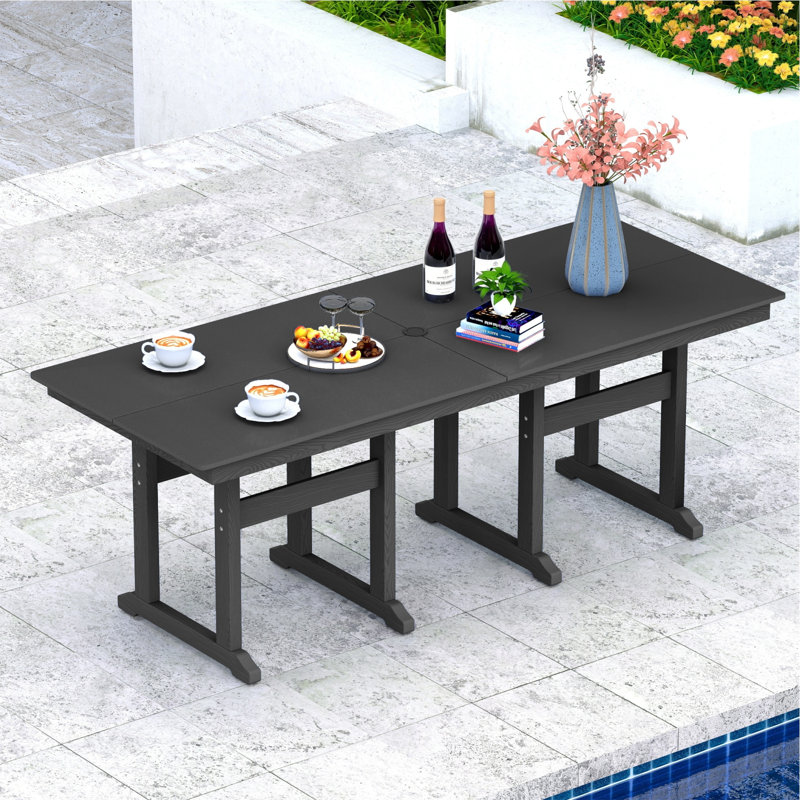 Table de cuisine rectangulaire 82,6 po pour terrasse, jardin et terrasse, Noir