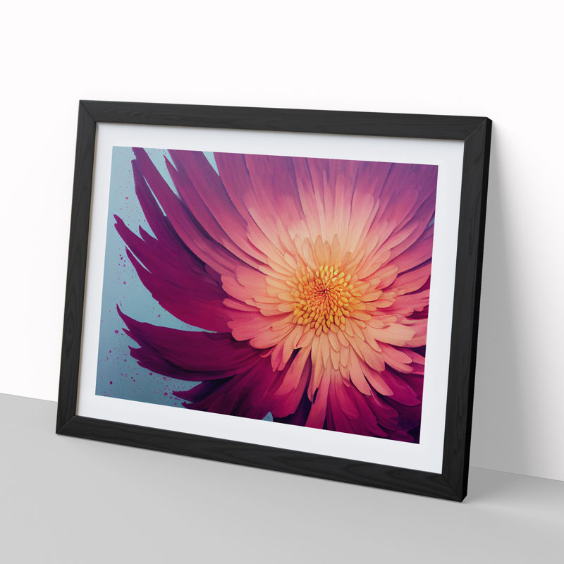 Splendorous Chrysanthemum Flower - Framed Print, Black, 25cm H x 34cm W x 2cm D
