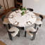 Table de salle à manger 51,2 po pour 4 à 6 personnes avec plateau en pierre frittée, plateau tournant et base en métal-131989854