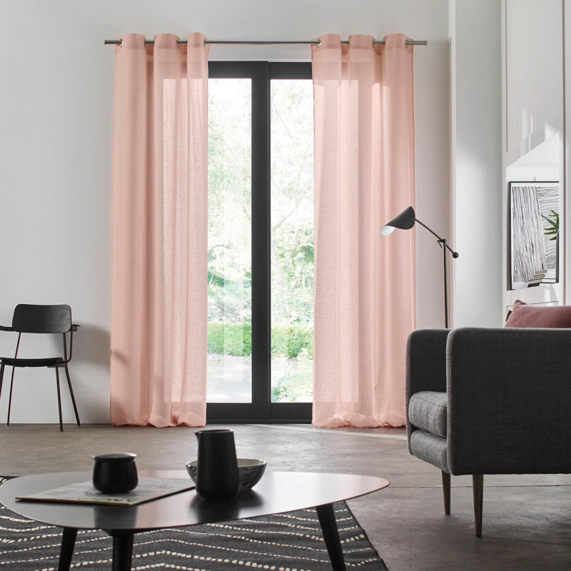 Heaton Linen Sheer Single Curtain Panel, 138 W x 350 D cm, Light Gray
