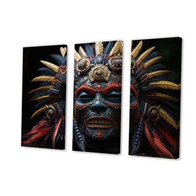 Tribu africaine masque Mende I sur toile, 3 pièces