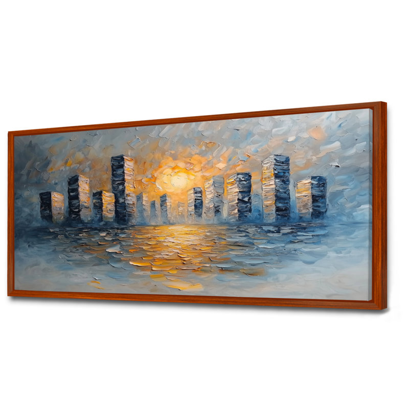 Ilirjan - Abstract Wall Art, Brun, H 28 po x l 60 po, Cadre flottant