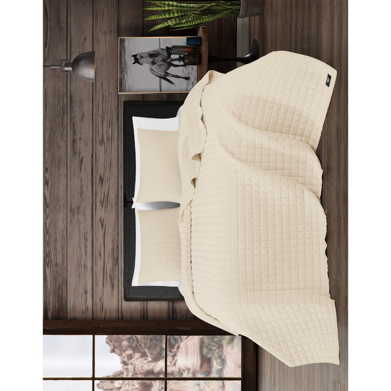 Frye Vintage Washed Cotton 3 Piece Quilt Set, Natural, King Quilt + 2 Shams