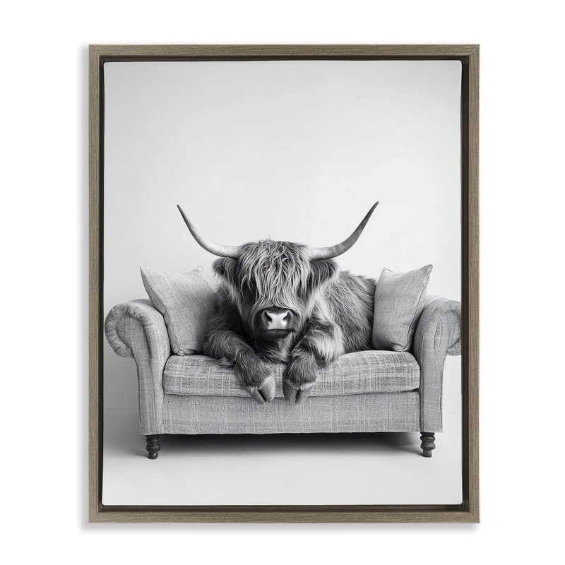 Art mural sur toile flottant Highland, H 21 po x l 17 po, Cadre flottant orme Montalcino