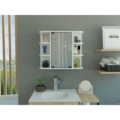 Medicine Cabinet, Six External Shelves Mirror, Three Internal Shelves