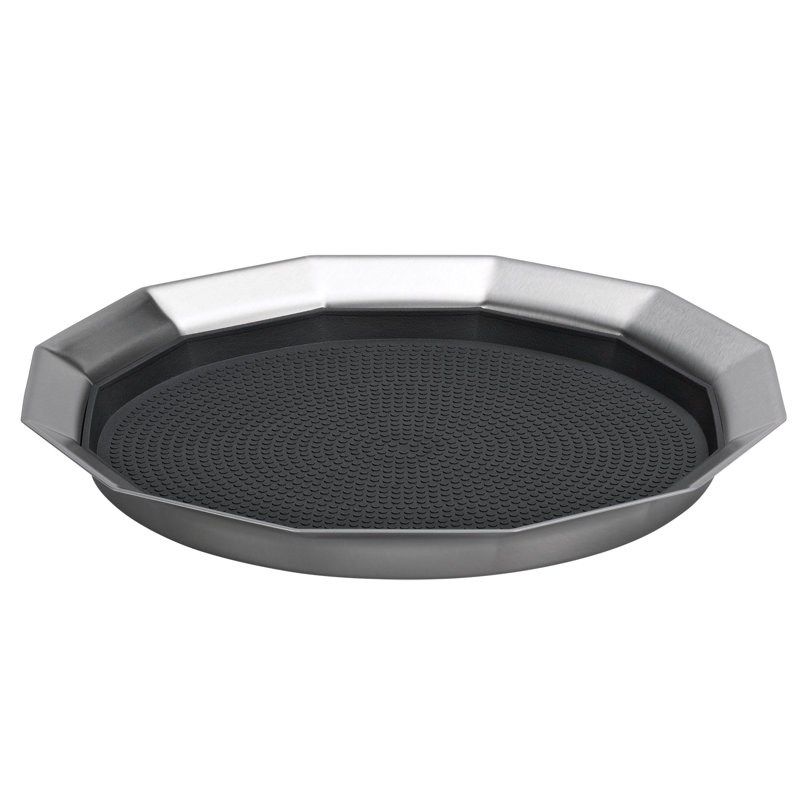 Plateau en acier inoxydable à douze côtés, H 1,75 po x l 11 po x P 11 po, Argent