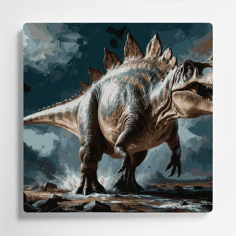 «Dinosaur Spinosaurus», art mural en métal noir, H 32 po x l 32 po