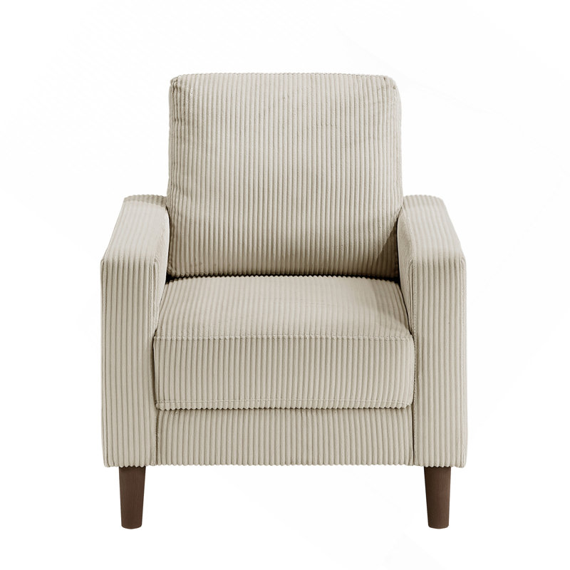 Chaise de salon contemporaine en velours côtelé taupe avec coussin confortable en bois massif 1pc, Taupe