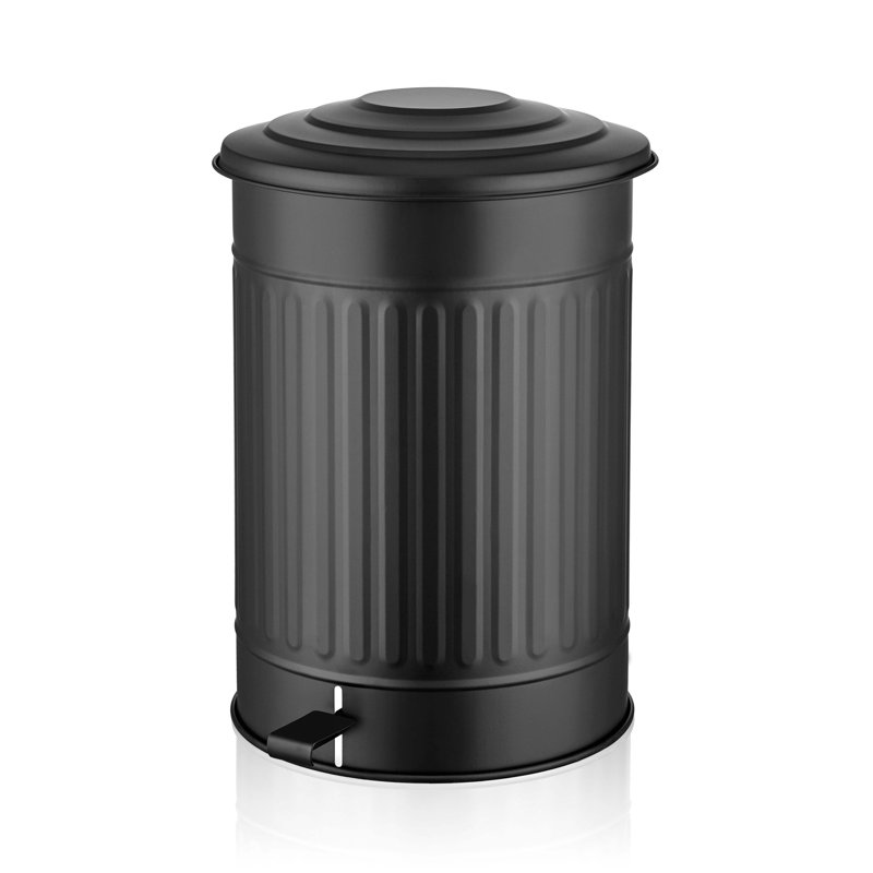 Ava-Mai Steel Step On Kitchen Trash Can, 37 L, Matte Black