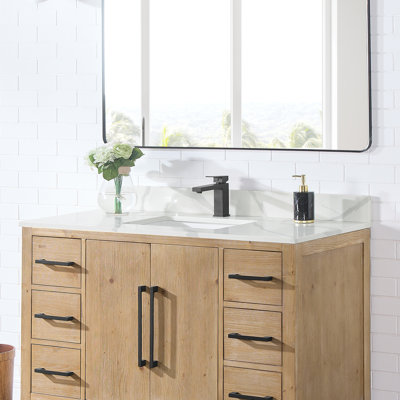 Arbios 48" Quartz Single Bathroom Vanity Top with Lavatory Faucet Holes