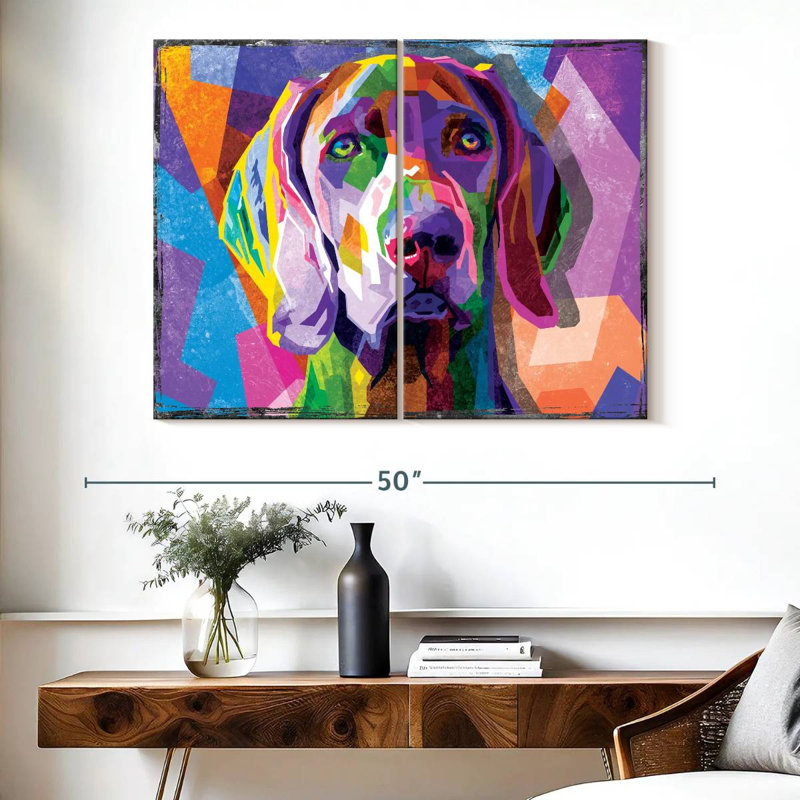 " Weimaraner Multicolored Abstract Multi Piece Canvas Print " 2 Piece Art Graphic Art Set, 30" H x 41" W