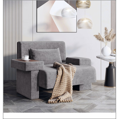 Fauteuil surdimensionné U-Can, fauteuil Mid-Century de 48 po de largeur avec coussin rembourré, structure en bois robuste et coussin moelleux pour le salon