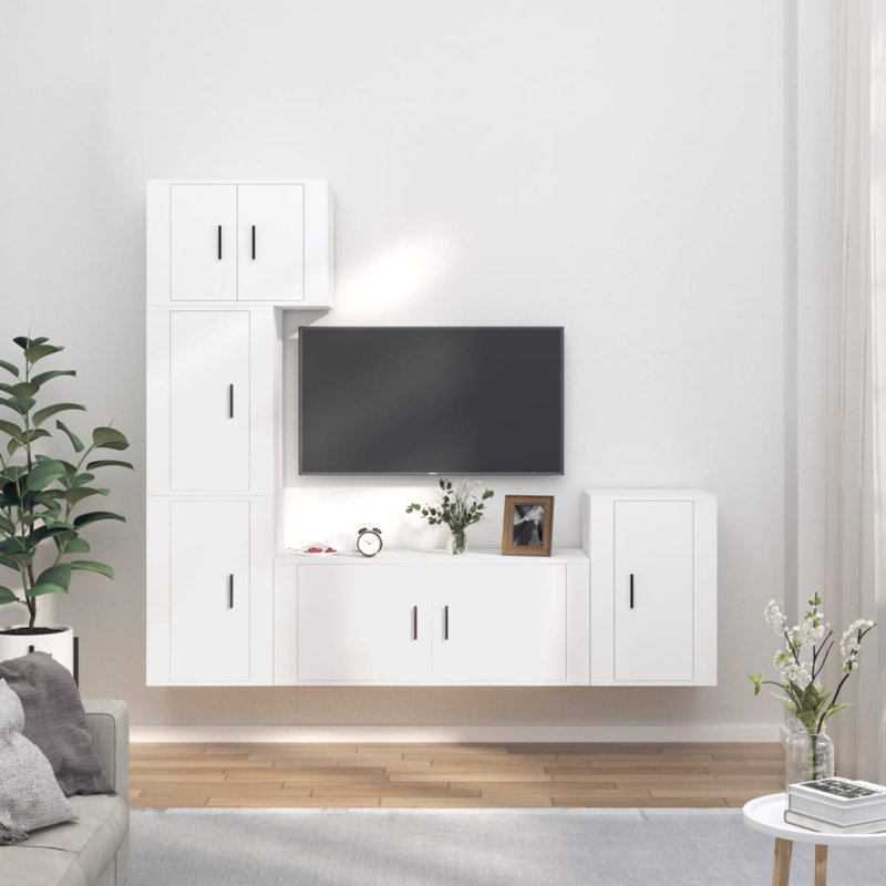 Almanor TV Stand for TVs up to 78", 70.9'' H x 70.9'' L x 13.6'' W, White