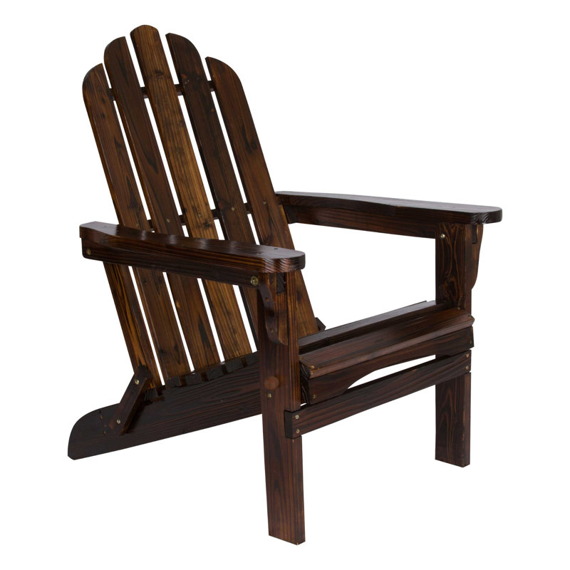 Breeona Solid Wood Folding Adirondack Chair, Burnt Brown