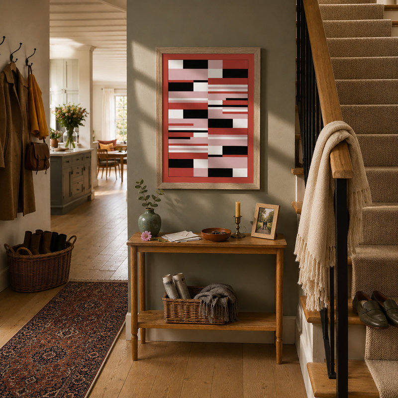Rhythmic Geometry Geometric - Framed Print, A4 - 29.7 x 21.0 cm, Oak