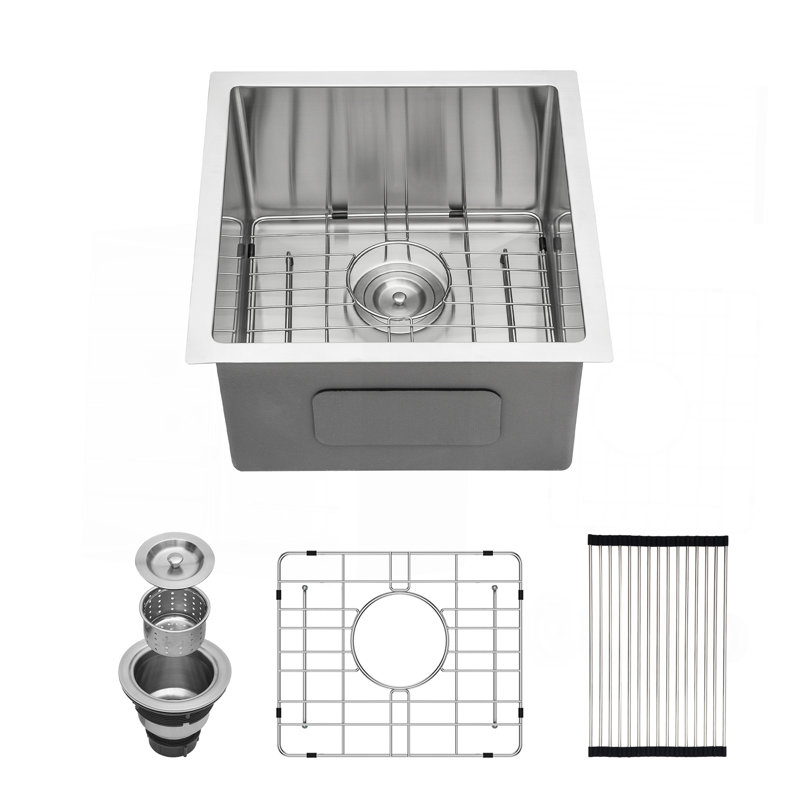 17 Inch Undermount Sink - 17"X19"X10" 16 Gauge Single Bowl Kitchen Sink 10 Inch Deep Bar/Prep Sink Basin