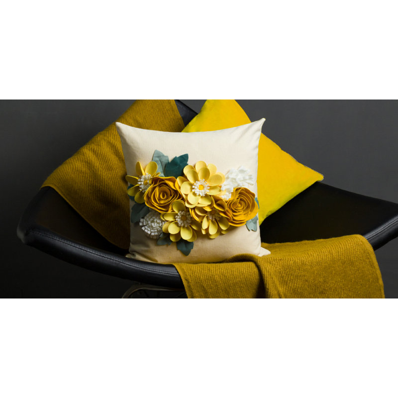Housse de coussin  3D Flower, Jaune