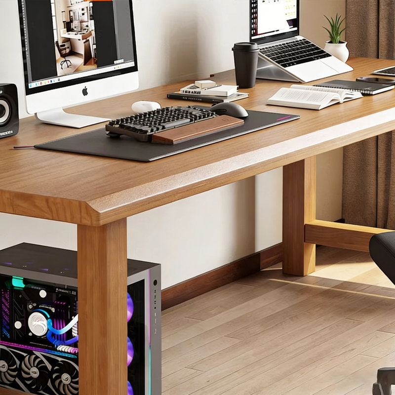 Bureau rectangulaire en bois massif Burlywood, 29.53"H×70.87"L×31.5"W