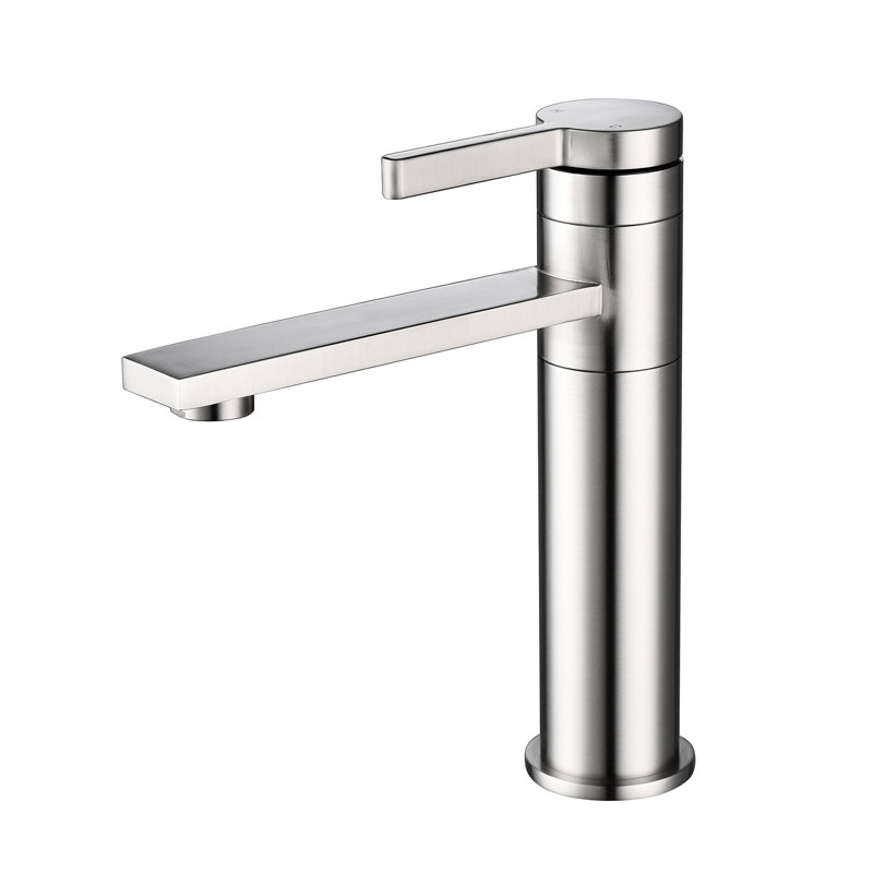 Brushed Nickel Basin Sink Faucet - Single Handle, Stainless Steel, Resists Stains, Fascinating Look Bathroom Stain Formation, Classy Presence