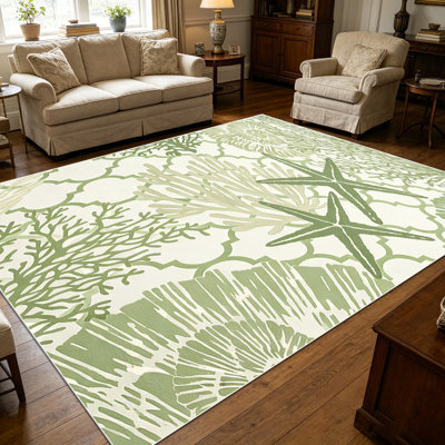 Tapis de bord de mer à motif de treillis 1PC Coastal Nautical Ocean Starfish