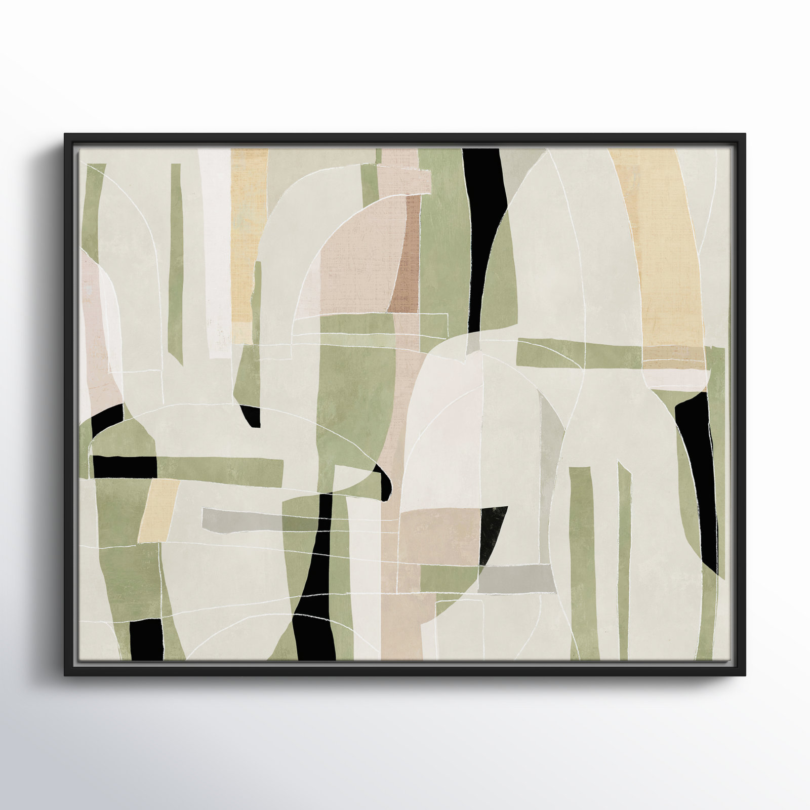 Sunny Barcelona - Floater Frame Canvas, Black, 29.5" W x 23.5" H