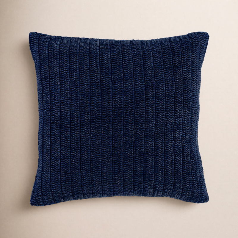 Rowan Square Cotton Pillow Cover & Insert, Indigo