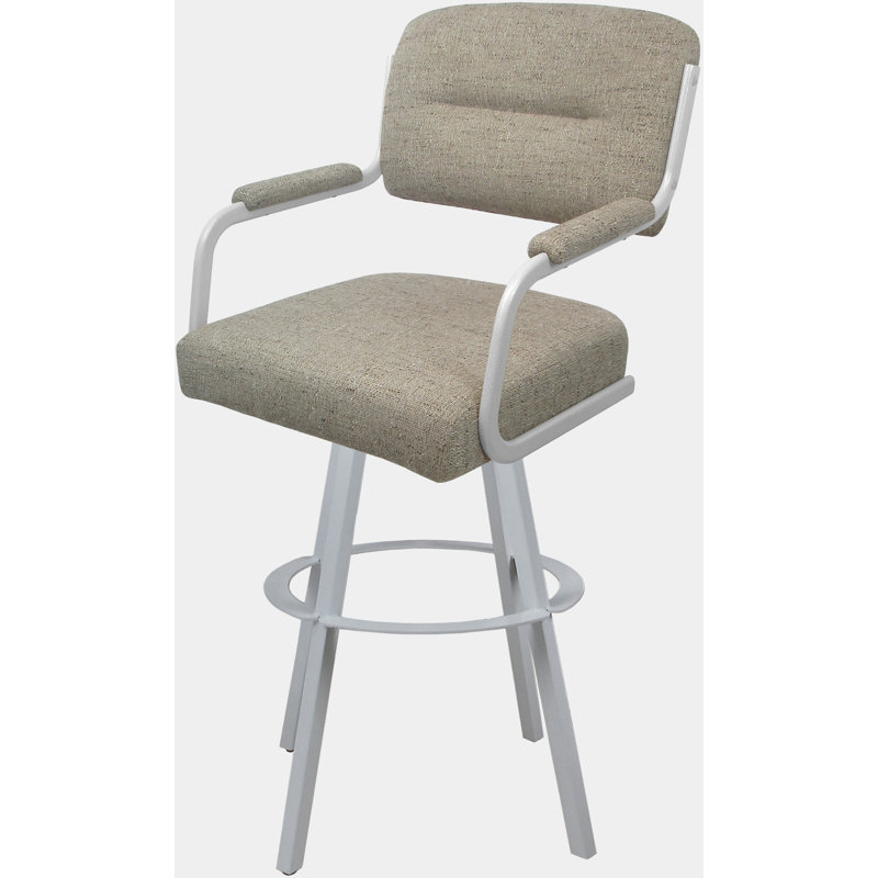 Cessna Swivel Upholstered Stool with Metal Frame, Driftwood, White, Counter Stool (26" Seat Height)