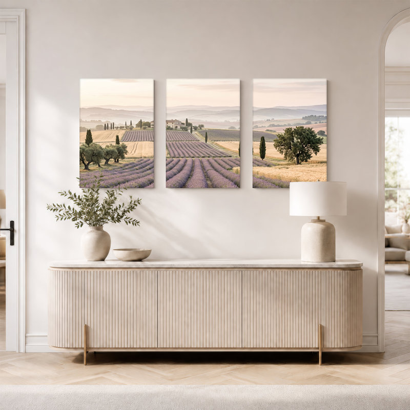 Ensemble de 3 toiles lavande et cyprès dans Rolling Hills, 24"H x 16"W x 3pcs