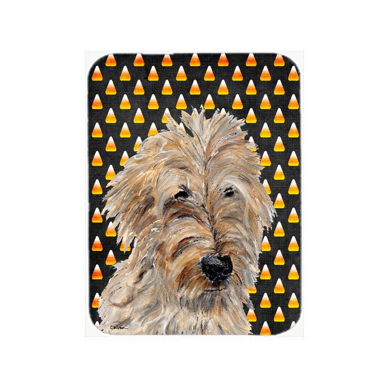 Planche à découper en verre 2 caroline trésors goldendoodle Halloween Candy Corn
