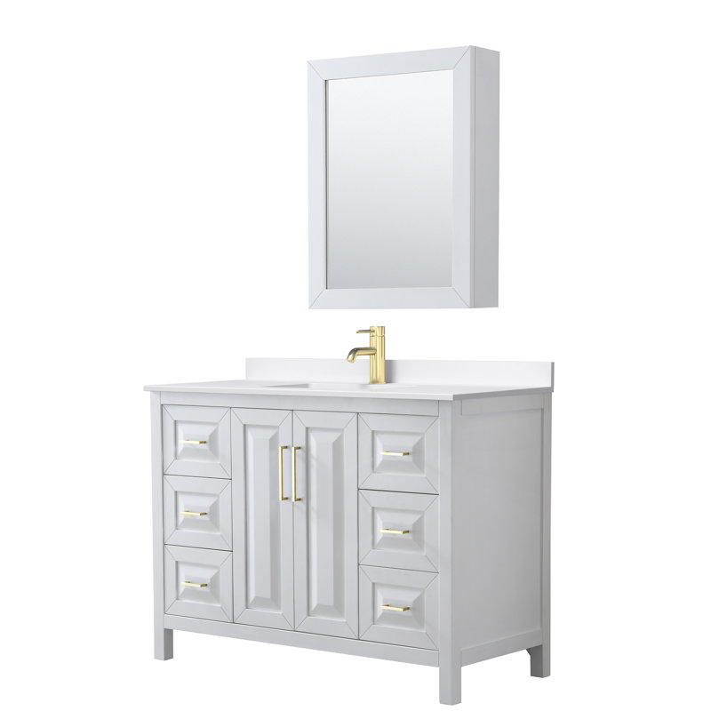 Daria 48'' W Vanity, White, Brushed Gold, Giotto Quartz