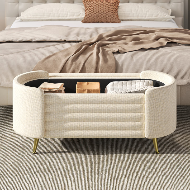 Banc de rangement avec repose-pieds Beige Modern, Beige