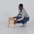 16"H Wooden Stool with Live-Edge Round Top and Triangle Footrest Base, Natural Finish-218729529