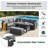 5-Piece Patio Conversation Furniture Set, L-Shaped PE Rattan Wicker Sectional Sofa with 2 Extendable Side Tables, Dining Table & Removable Covers for Backyard & Poolside-548308532