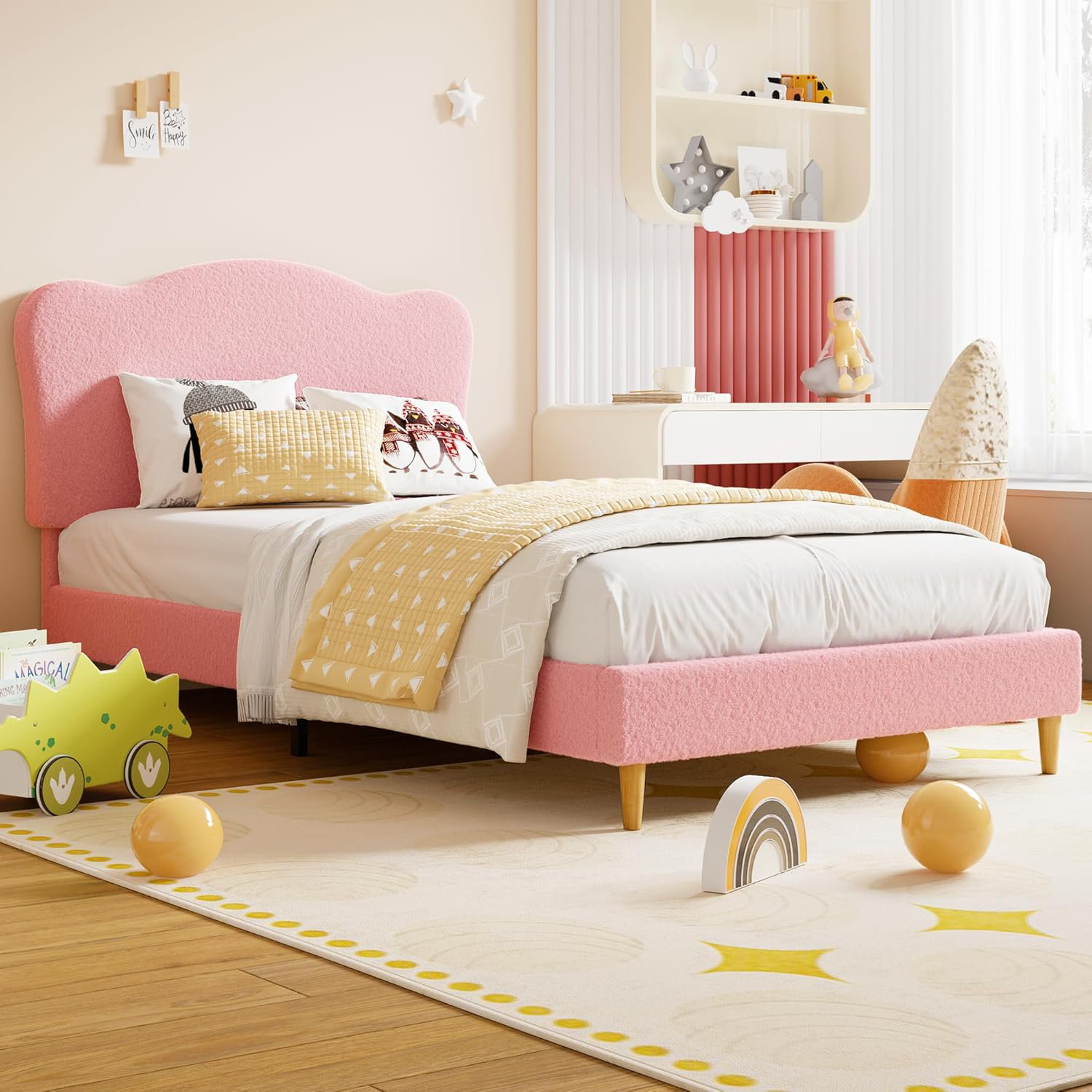 Harriet Bee Upholstered Bed Frame For Kids With Scallop