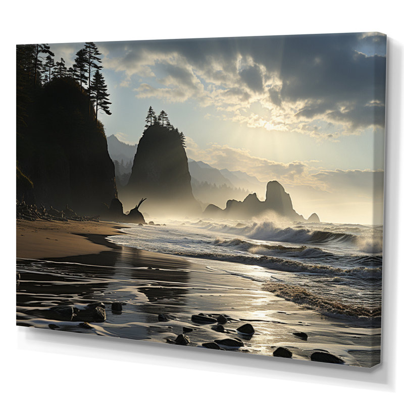Photo de plage ensoleillée - impression, H 34 po x l 44 po x P 1,5 po, Toile tendue